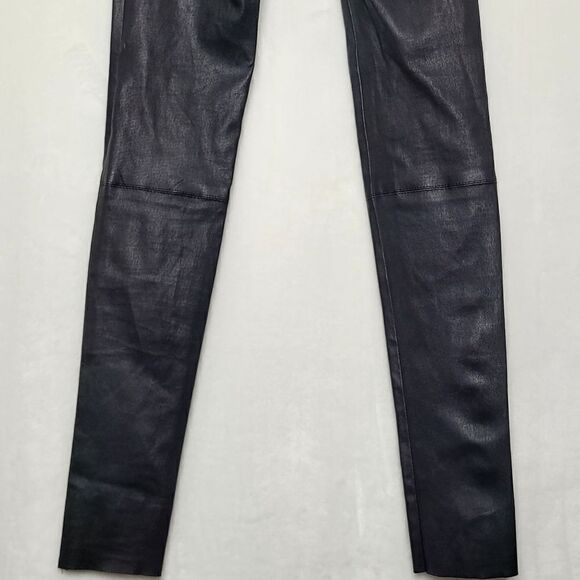 Alice + Olivia Lamb Leather Front Zip Leggings Size 2 - Picture 12 of 13
